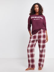 Simply Be Red 100% Cotton Sweatshirt With Woven Pyjamas Bottoms - Image 1 of 3