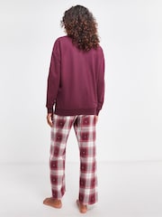 Simply Be Red 100% Cotton Sweatshirt With Woven Pyjamas Bottoms - Image 2 of 3