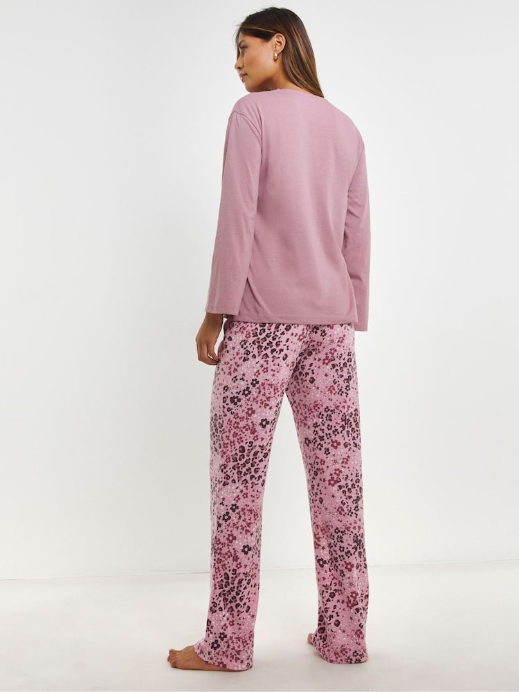 Simply Be Pink Pretty Secrets Value Long Sleeve Pyjama Set - Image 2 of 4