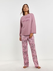 Simply Be Pink Pretty Secrets Value Long Sleeve Pyjama Set - Image 3 of 4