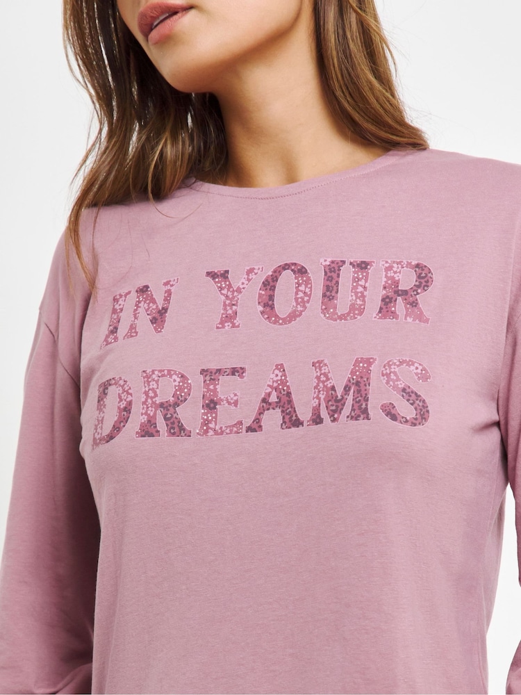 Simply Be Pink Pretty Secrets Value Long Sleeve Pyjama Set - Image 4 of 4