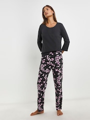 JD Williams Black Pretty Secrets Long Sleeves Pyjamas Set - Image 2 of 3
