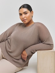 Simply Be Gold Sheer Glitter Knit Jumper - Image 1 of 4