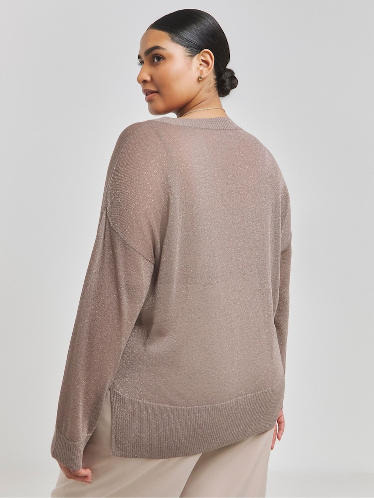 Simply Be Gold Sheer Glitter Knit Jumper - Image 2 of 4