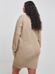 Simply Be Brown Cable Knit Dress - Image 2 of 4