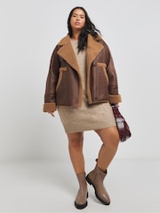 Simply Be Brown Cable Knit Dress - Image 3 of 4