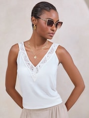 Lipsy White Crochet Detail Vest - Image 1 of 4