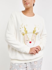 Simply Be Cream Christmas Lounge Set With Hot Water Bottle - Image 4 of 4