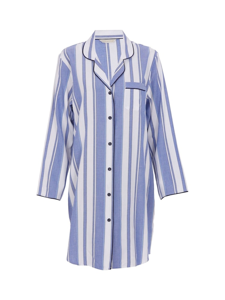 Cyberjammies Blue 100% Cotton Alpes Stripe Nightshirt - Image 2 of 2
