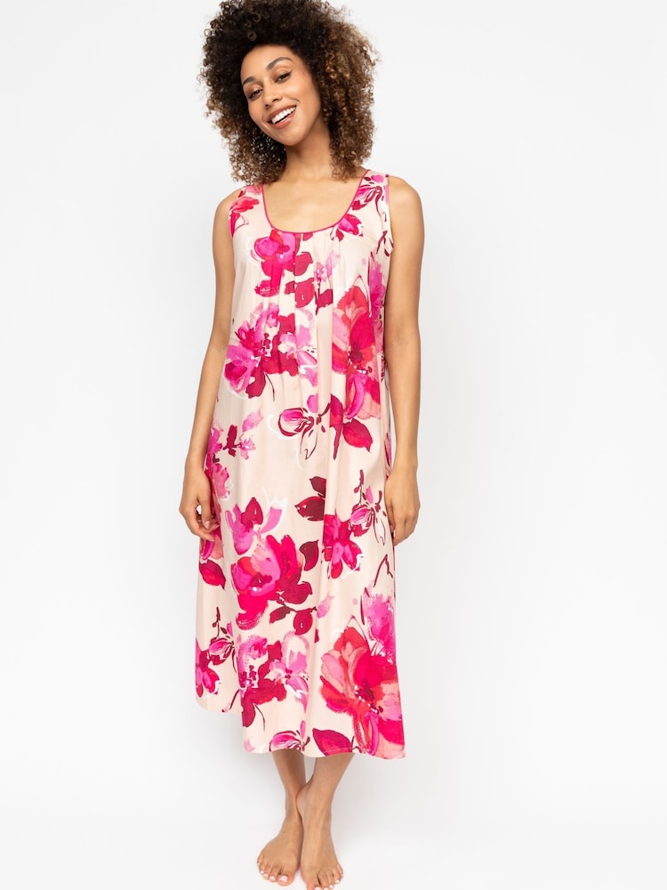 Cyberjammies Pink Peach Floral Print Bus Long Nightdress - Image 3 of 4