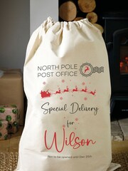 Personalised 100% Cotton Initial & Santa Sack by Loveabode - Image 1 of 4