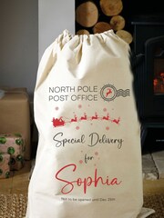 Personalised 100% Cotton Initial & Santa Sack by Loveabode - Image 2 of 4