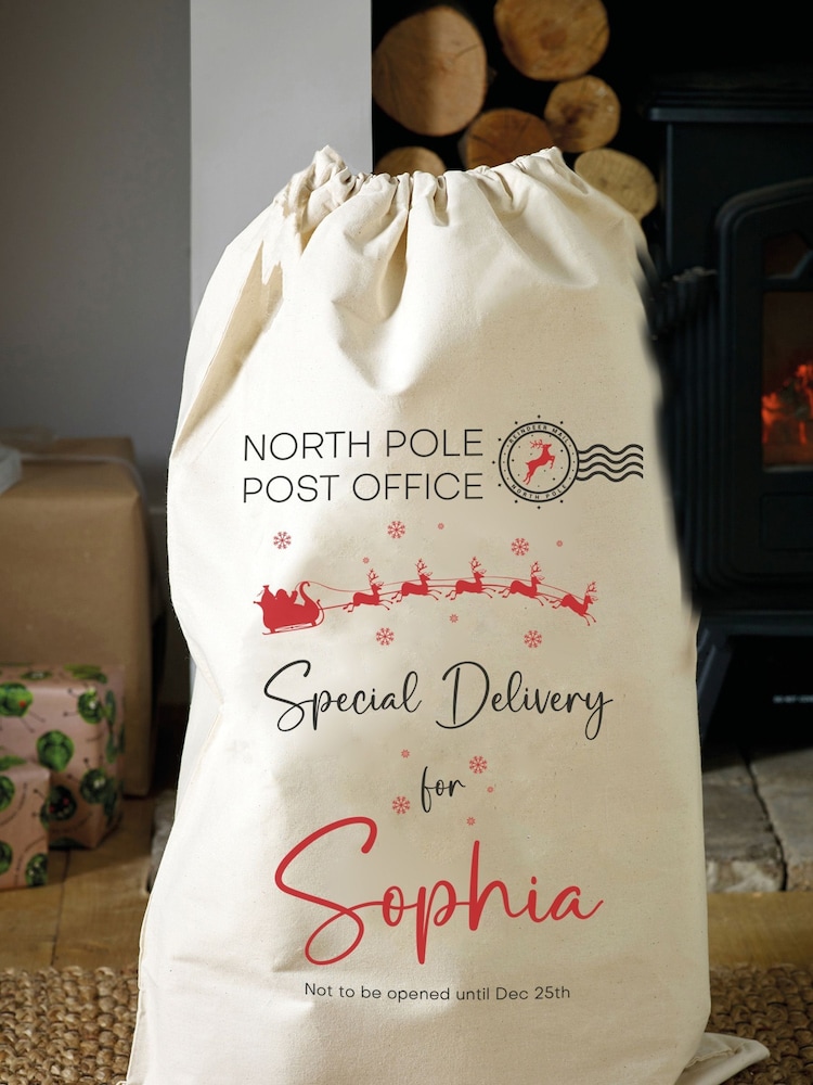 Personalised 100% Cotton Initial & Santa Sack by Loveabode - Image 2 of 4