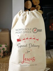 Personalised 100% Cotton Initial & Santa Sack by Loveabode - Image 4 of 4