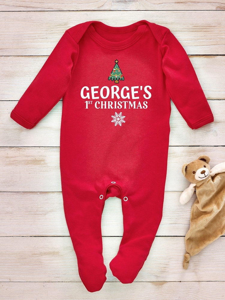 Little Years Personalised Christmas 1st Year Tree Icon 100% Cotton Sleepsuit - Image 2 of 4