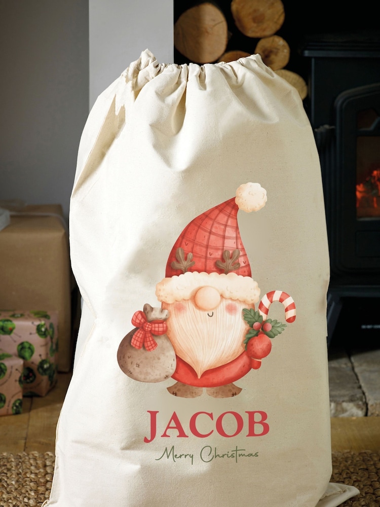 Personalised 100% Cotton Initial & Santa Sack by Loveabode - Image 1 of 4 Personalised 100% Cotton Initial & Santa Sack by Loveabode - Image 1 of 4