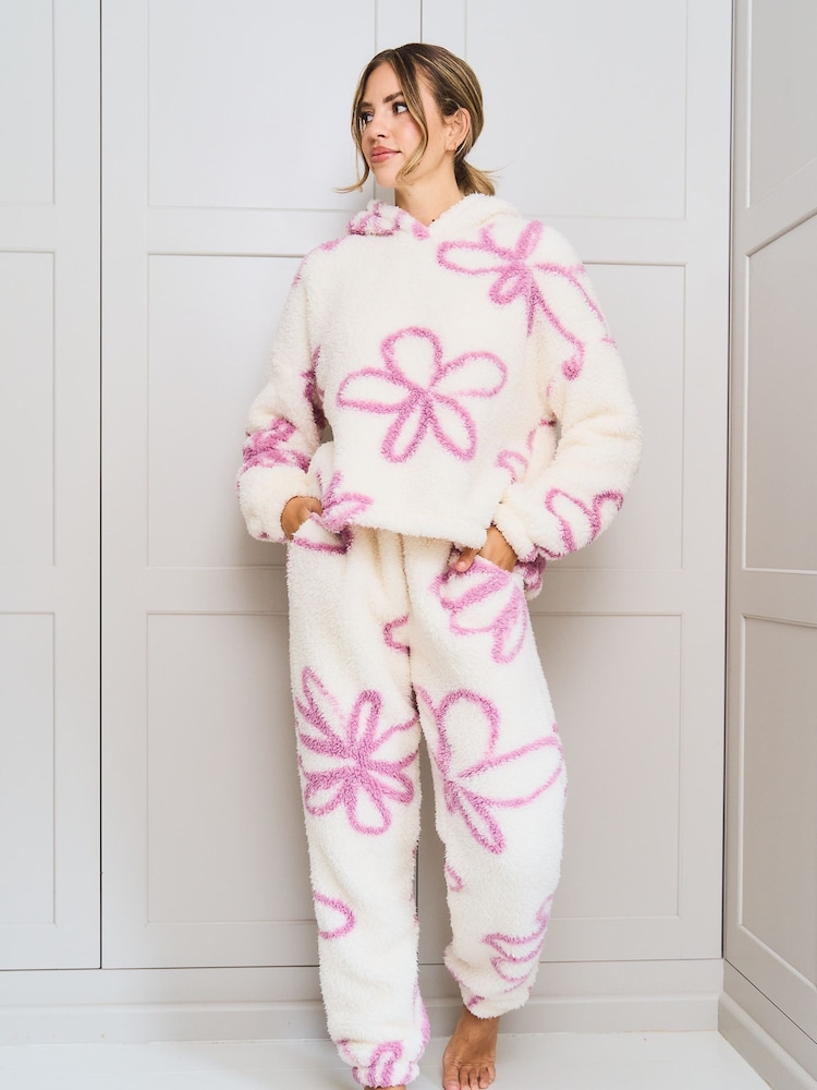 Jim Jam the Label Cream Floral Fleece Twosie - Image 1 of 6