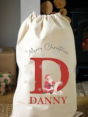 Personalised 100% Cotton Initial & Santa Sack by Loveabode - Image 2 of 4