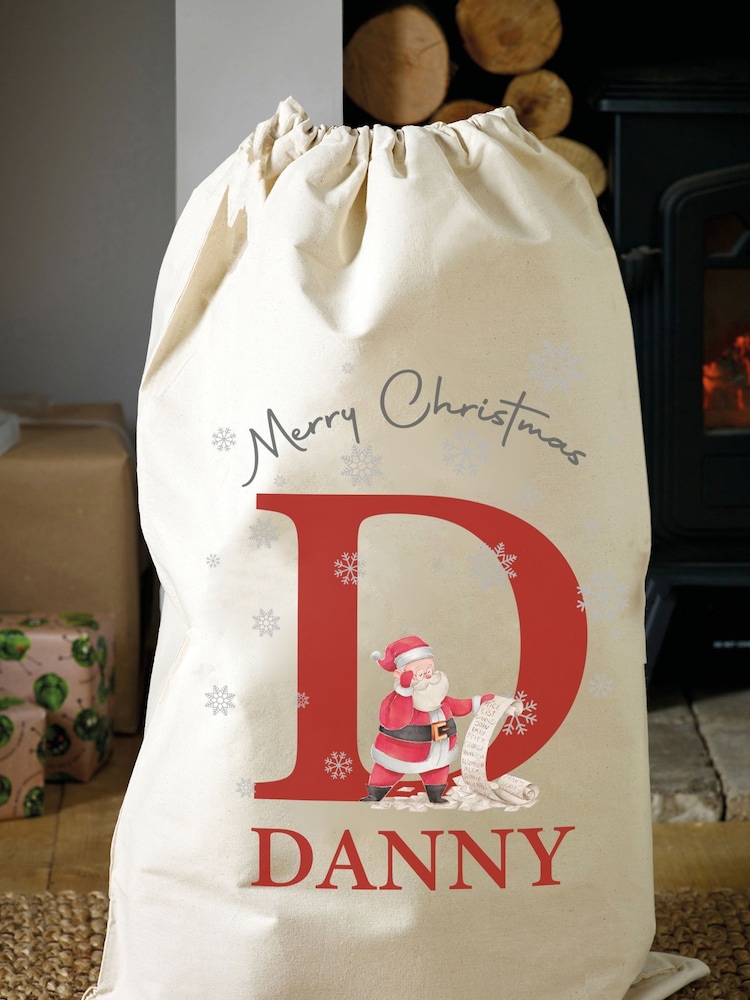 Personalised 100% Cotton Initial & Santa Sack by Loveabode - Image 2 of 4 Personalised 100% Cotton Initial & Santa Sack by Loveabode - Image 2 of 4