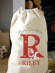 Personalised 100% Cotton Initial & Santa Sack by Loveabode - Image 3 of 4