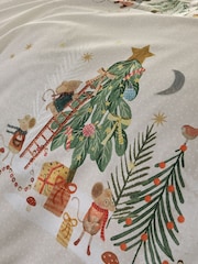 Natural Mouse Town Christmas Duvet Cover and Pillowcase Set - Image 4 of 5