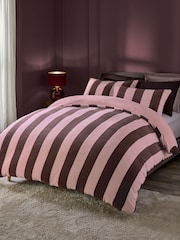 Pink Stripe Fleece Duvet Cover and Pillowcase Set - Image 1 of 4