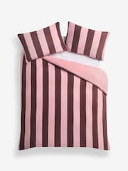 Pink Stripe Fleece Duvet Cover and Pillowcase Set - Image 4 of 4