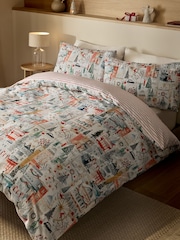 Multi London Christmas Duvet Cover and Pillowcase Set - Image 1 of 7