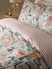 Multi London Christmas Duvet Cover and Pillowcase Set - Image 4 of 7