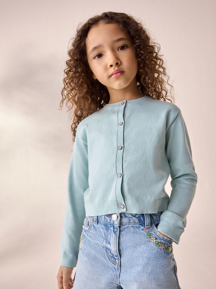 Sage Green Button Up Cardigan (3-16yrs) - Image 1 of 6