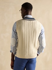 Joules Headingly Cream Cable Knit Cricket Vest - Image 2 of 7