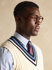 Joules Headingly Cream Cable Knit Cricket Vest - Image 4 of 7