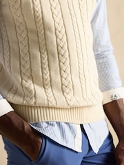 Joules Headingly Cream Cable Knit Cricket Vest - Image 5 of 7