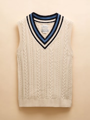 Joules Headingly Cream Cable Knit Cricket Vest - Image 7 of 7