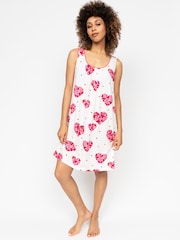 Cyberjammies White Heart Printed Jersey Bus Short Nightdress - Image 1 of 2