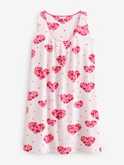 Cyberjammies White Heart Printed Jersey Bus Short Nightdress - Image 2 of 2