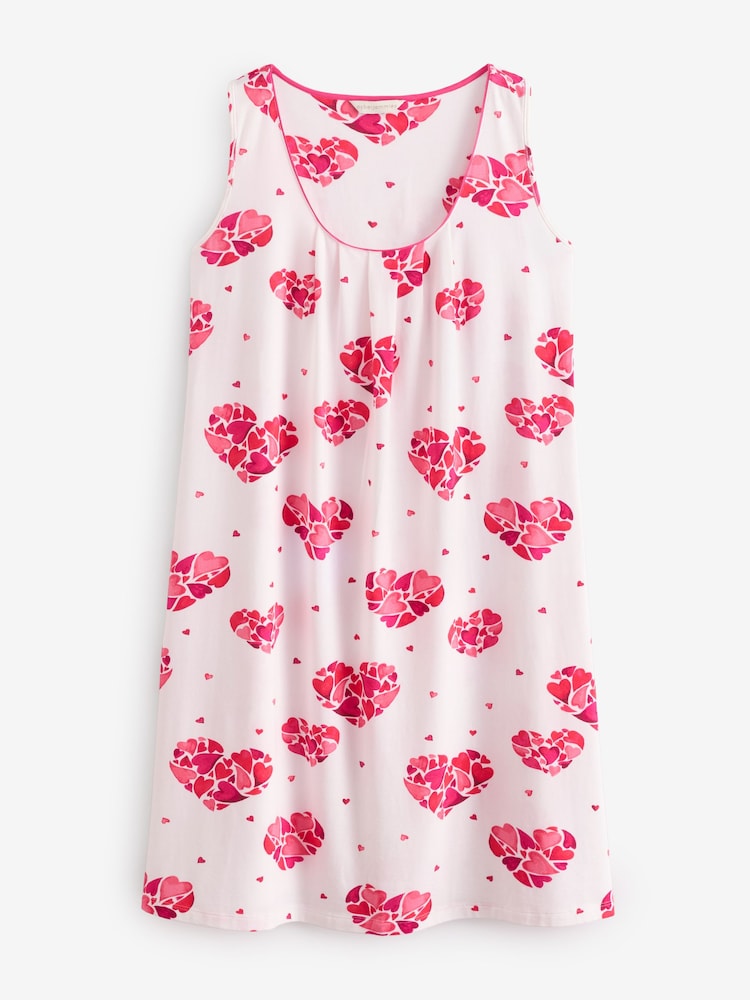 Cyberjammies White Heart Printed Jersey Bus Short Nightdress - Image 2 of 2