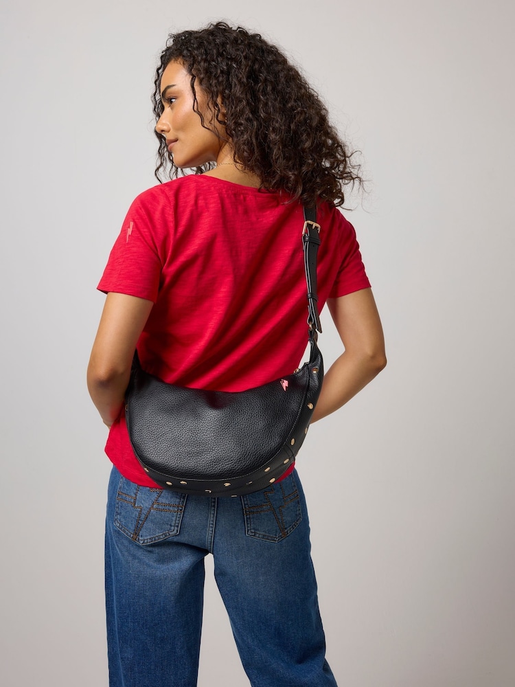 SCAMP & DUDE Black Studded Mini Slouch Bag - Image 1 of 2