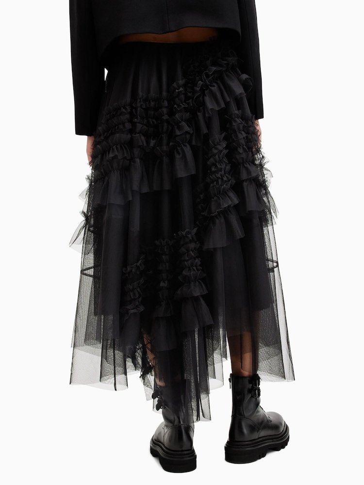 AllSaints Black Jen Tulle Skirt - Image 4 of 6