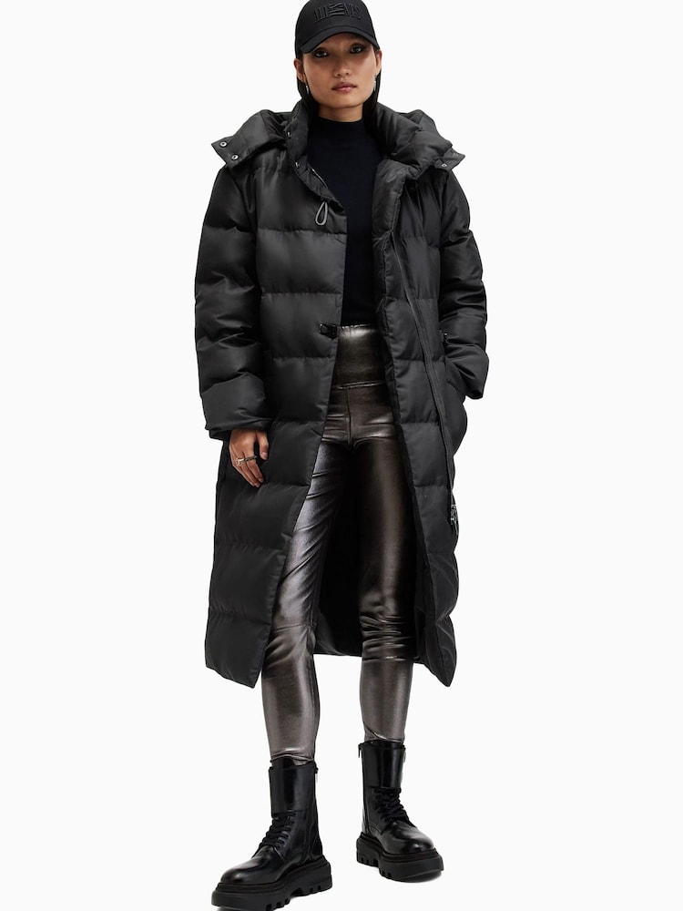 AllSaints Black Allana Puffer Coat - Image 1 of 9