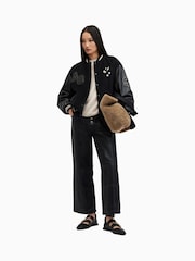 AllSaints Black Valeria Varsity Jacket - Image 1 of 9
