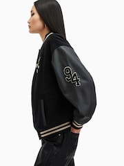 AllSaints Black Valeria Varsity Jacket - Image 6 of 9