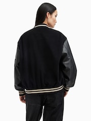 AllSaints Black Valeria Varsity Jacket - Image 7 of 9