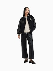AllSaints Black Valeria Varsity Jacket - Image 8 of 9