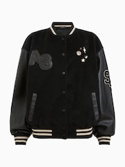 AllSaints Black Valeria Varsity Jacket - Image 9 of 9