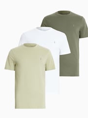 AllSaints Green Brace Short Sleeves Cotton T-Shirt Crew 3 Pack - Image 13 of 13