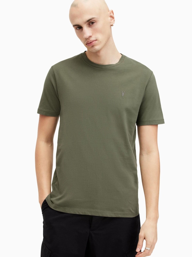 AllSaints Green Brace Short Sleeves 100% Organic Cotton T-Shirt Crew 3 Pack - Image 2 of 17 AllSaints Green Brace Short Sleeves 100% Organic Cotton T-Shirt Crew 3 Pack - Image 2 of 17