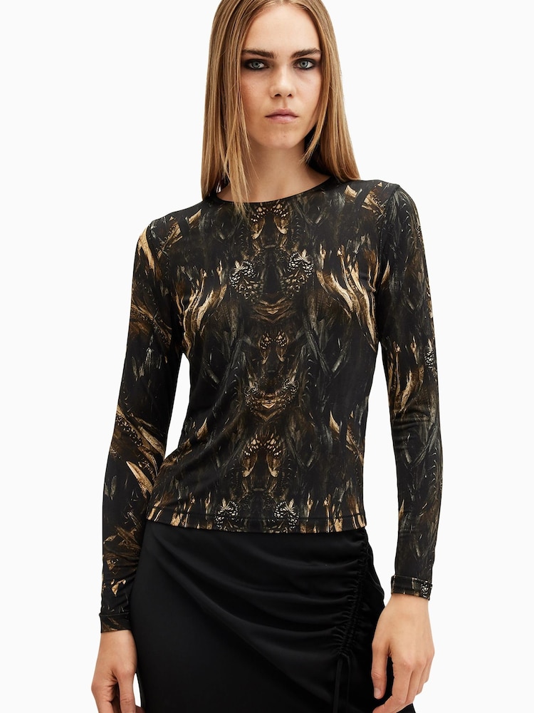 AllSaints Black Katlyn Long Sleeves Top - Image 1 of 7