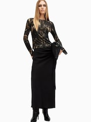 AllSaints Black Katlyn Long Sleeves Top - Image 5 of 7