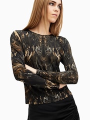 AllSaints Black Katlyn Long Sleeves Top - Image 6 of 7